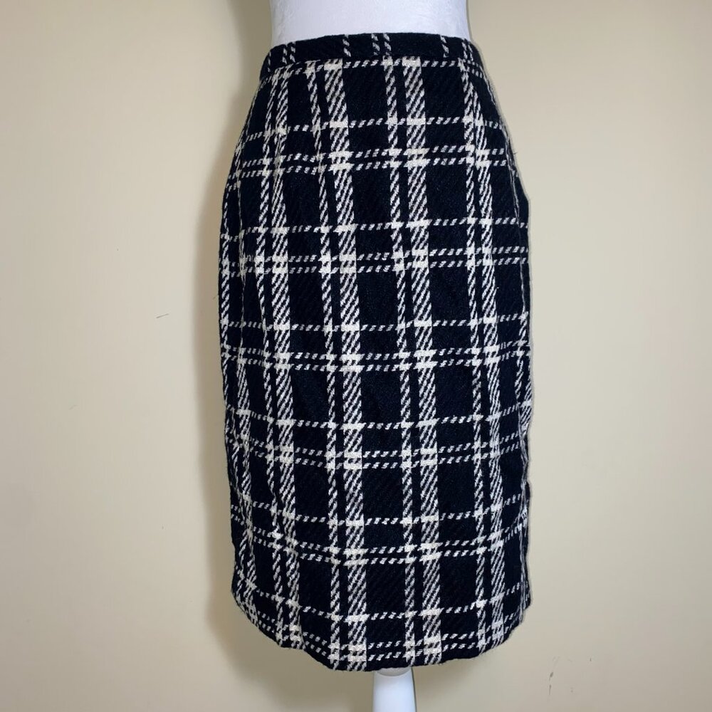 Vintage Wool Plaid Lined Pencil Skirt Womens S Preppy Old Money Academia Career